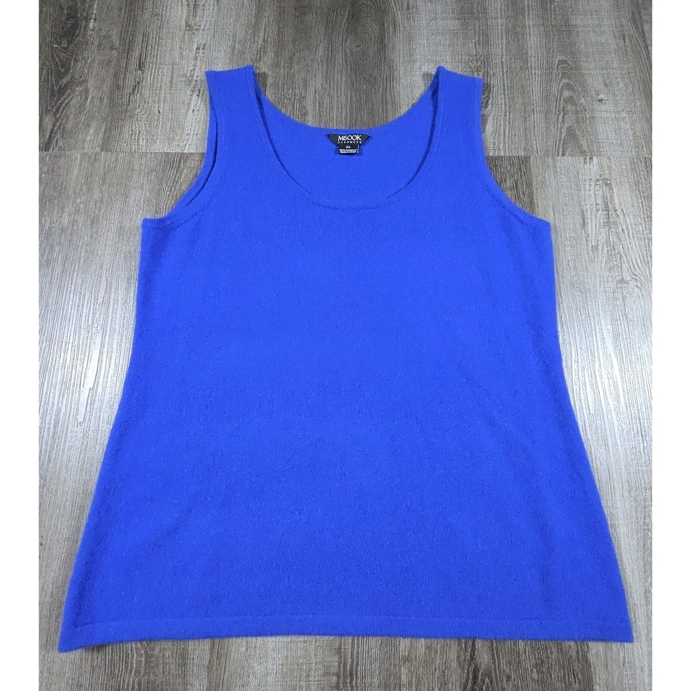 Misook Cashmere Blue Tank‎ Top Women XLarge Sleeveless Timeless Old Money Luxury